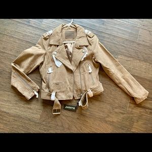 NWT BlankNYC Suede Moto jacket in Sand Stoner
